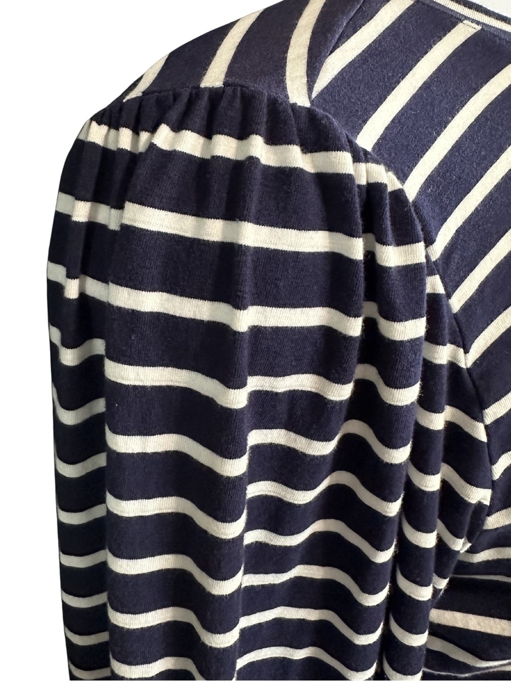 LC Lauren Conrad Women’s XL Navy Blue White Striped Long-Sleeve Shirt Top Blouse - Picture 5 of 9